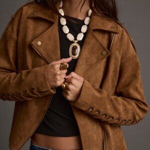 Camden Cognac Vegan Suede Jacket - New with tags